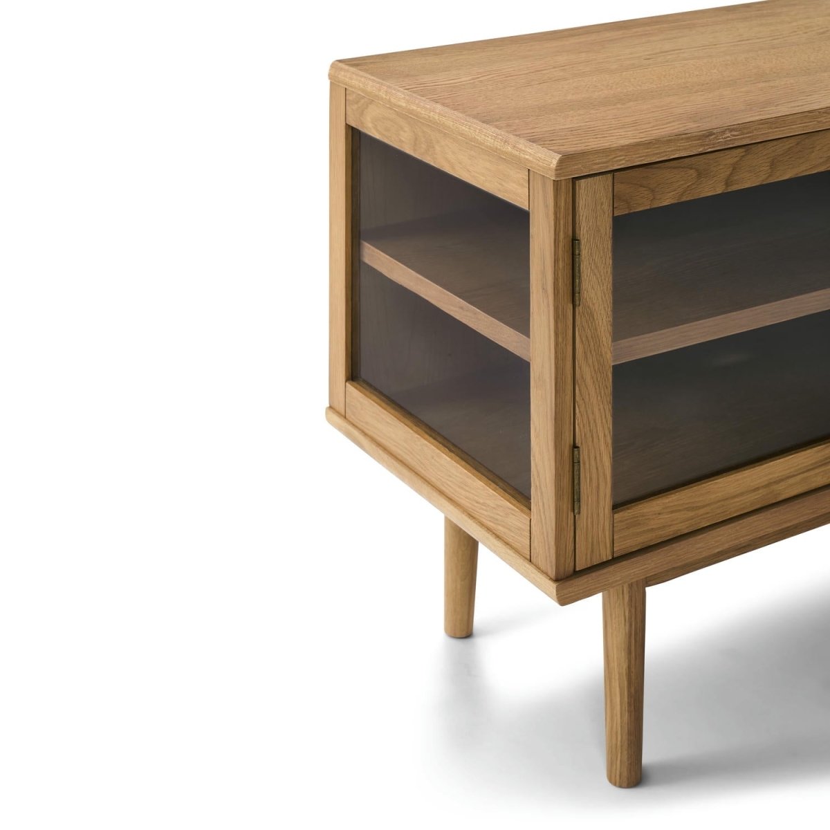 TV-Tisch mit 3 Glastüren - 137 cm breit - Wildeiche