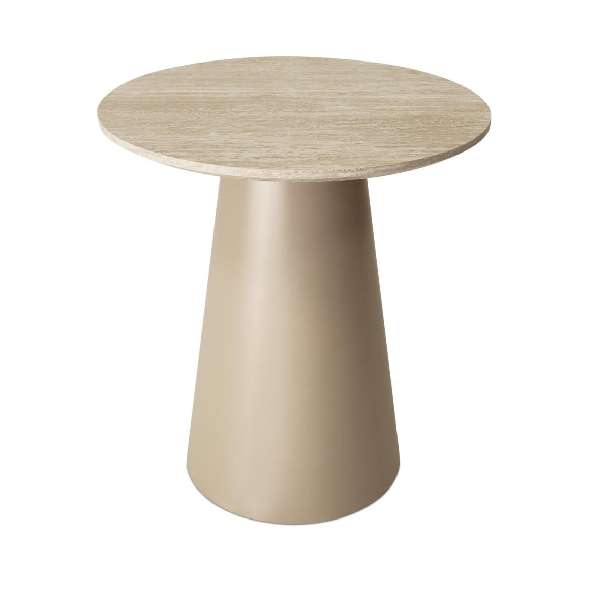 Couchtisch Rund ø45 cm - Travertine-Optik Beige