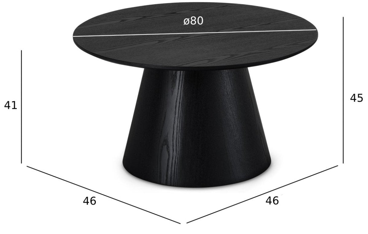 Couchtisch Rund ø80 cm - Eiche Schwarz