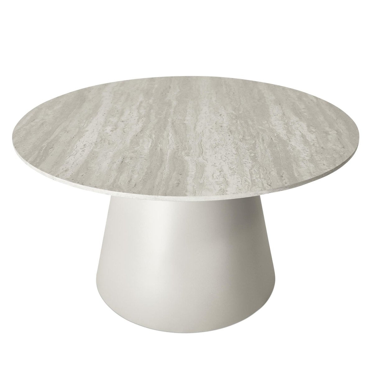 Couchtisch Rund ø80 cm - Travertine-Optik Grau