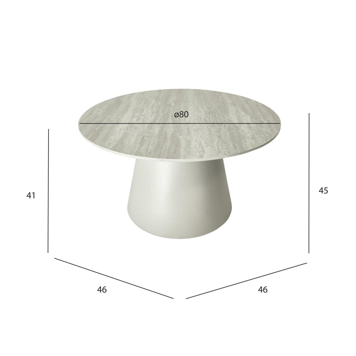 Couchtisch Rund ø80 cm - Travertine-Optik Grau
