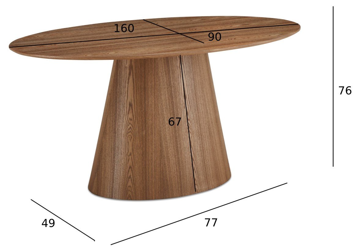 Ovaler Esstisch 160x90 cm - Wildeiche