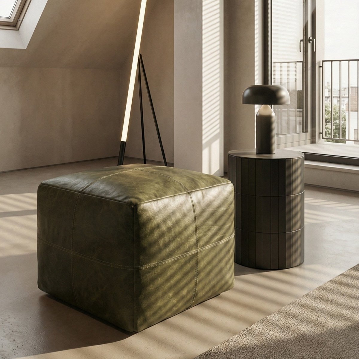 Tenna Pouf 50x50x45 cm - Olivgrün