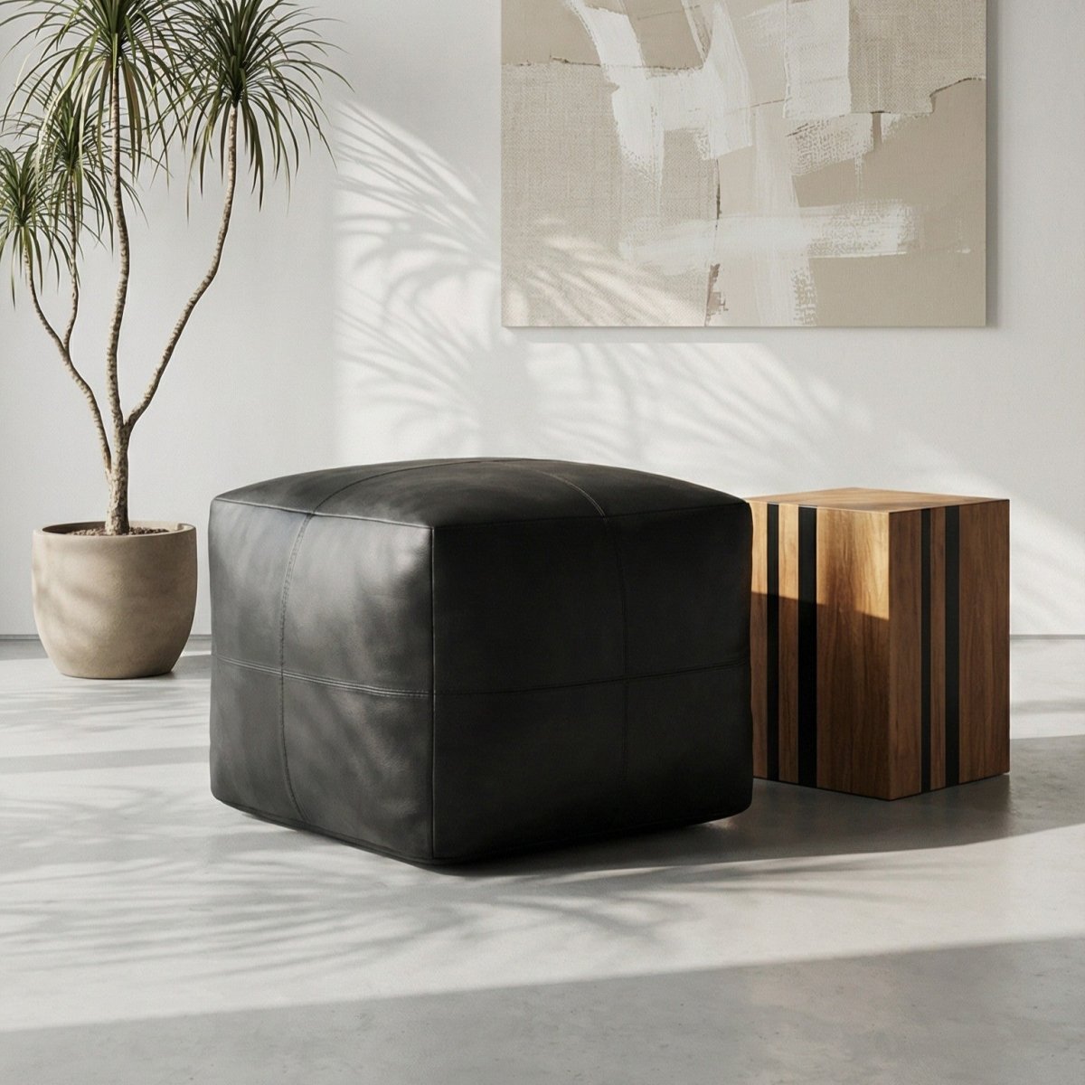 Tenna Pouf 50x50x45 cm - Schwarz