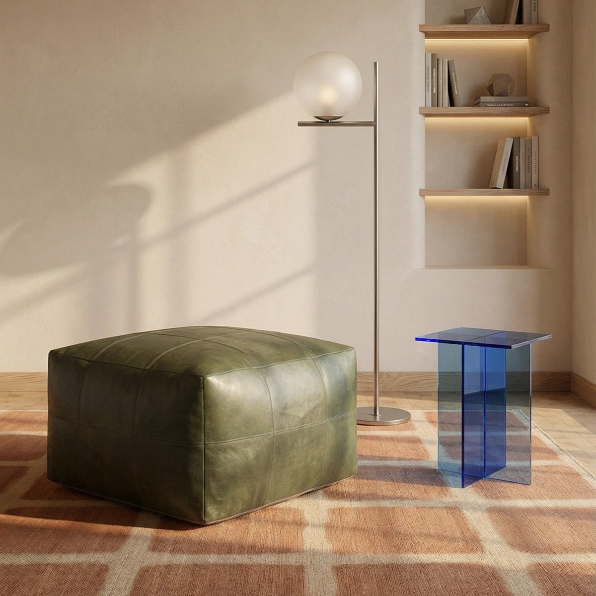 Tenna Pouf 75x75x45 cm - Olivgrün