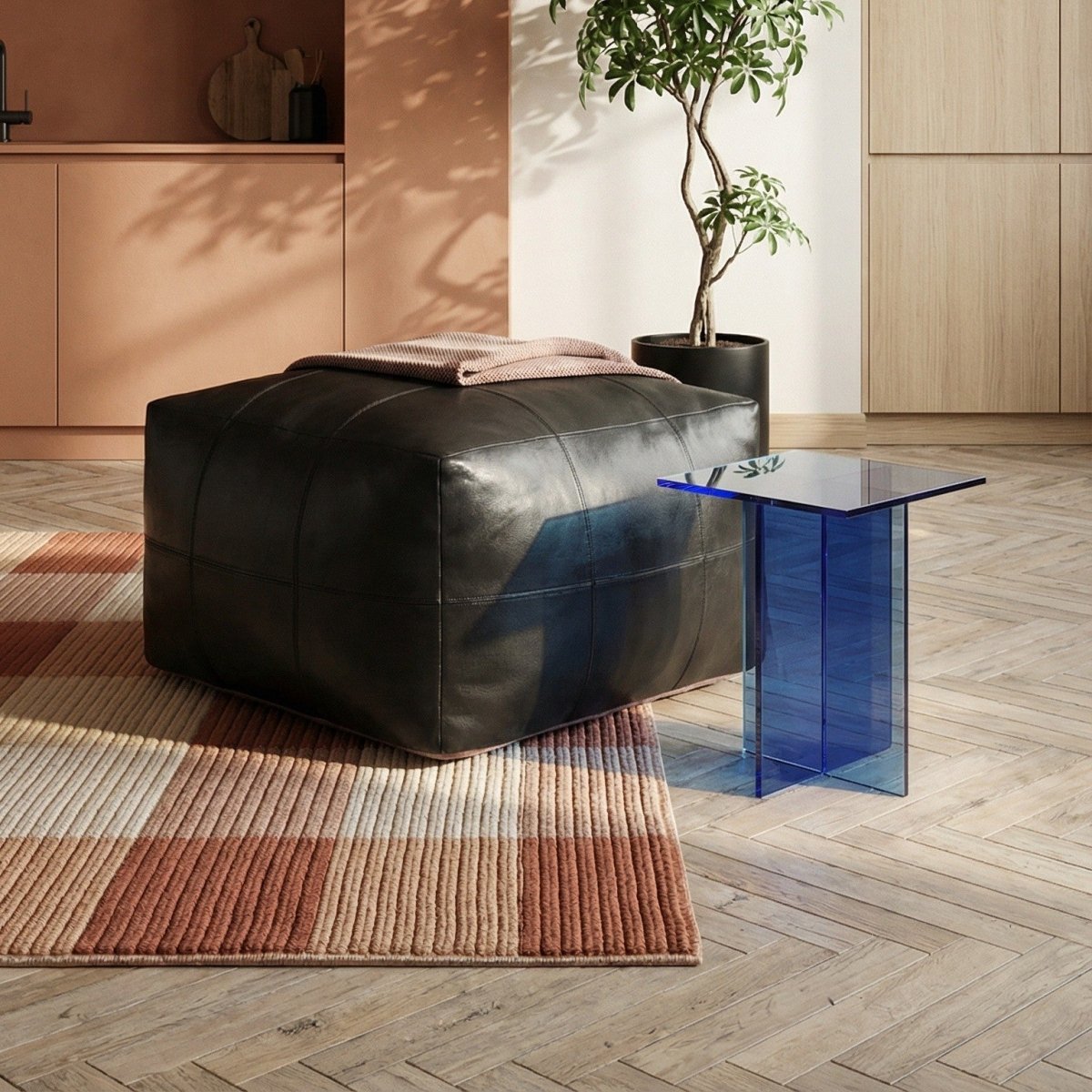 Tenna Pouf 75x75x45 cm - Schwarz