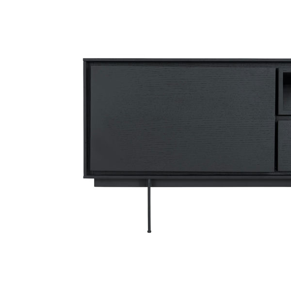 TV-Tisch mit 2 Türen - 160 cm breit - Schwarz