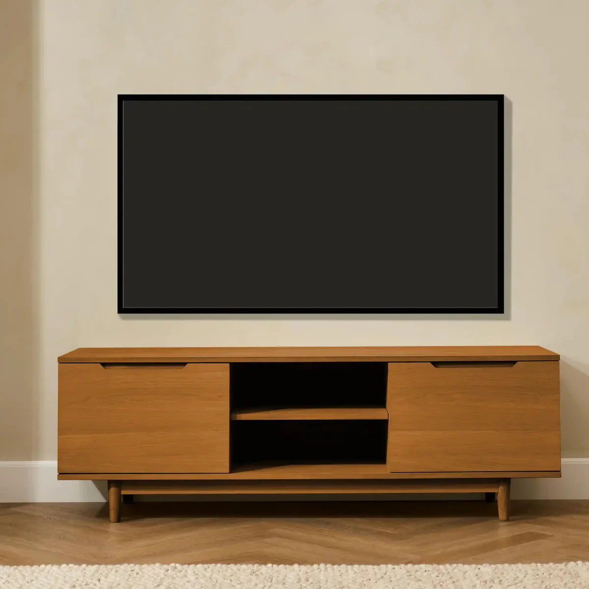 TV-Tisch mit 2 Türen - 160 cm breit - Wildeiche