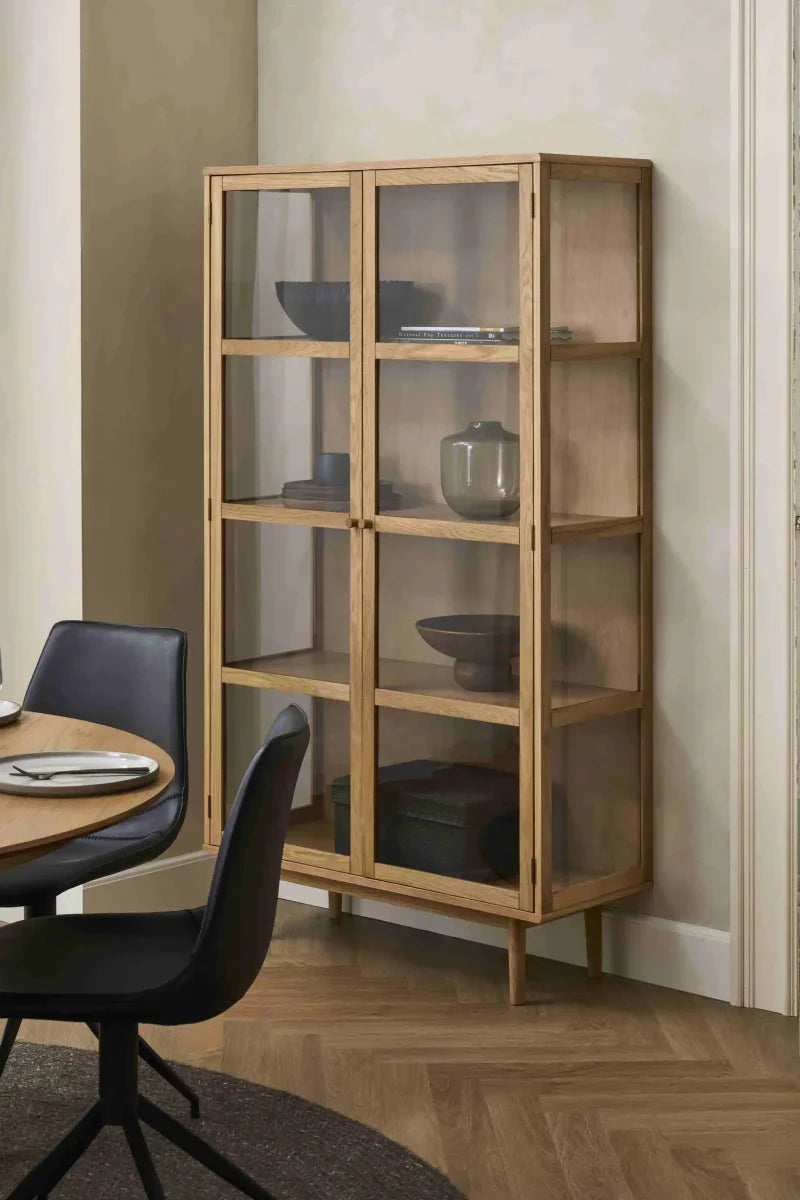 Vitrine mit Glastüren - 100 cm breit - Wildeiche